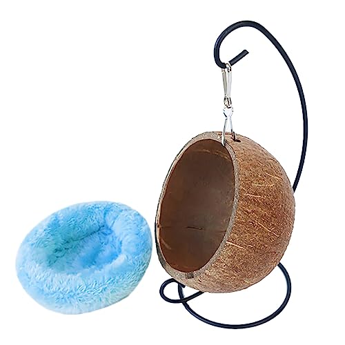 ULIJTH Kokosnusshamster-Hängematten-Bett mit Ständer, Käfigzubehör für Kleintiere, Golden Bear Sugar Kleintier-Hängematten und Betten mit Ständer von ULIJTH