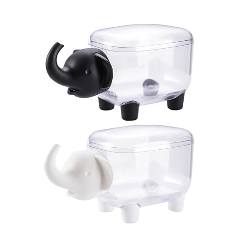 ULIJTH Tragbare Miniatur-Aufbewahrungsbox, kreatives Schaf-Design, Badezimmer-Organizer, transparent, Wattestäbchen-Halter, dekorativer Haushaltsbehälter, 2 Stück von ULIJTH