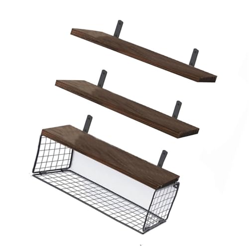 ULIJTH Wandmontierte schwebende Regale für Badezimmer-Aufbewahrung, stabiles Holzregal, 3er-Set, platzsparend, über WC-Designs von ULIJTH