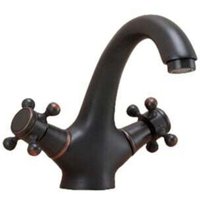 Badezimmer Waschbecken Wasserhahn Zweigriff Mischbatterie Retro Vintage Waschtischarmatur Antik Messing Schwarz - Ulisem von ULISEM