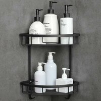 Ulisem - Eck-Duschregal ohne Bohren, selbstklebend, ideal für Badezimmer-Accessoires, mit 2 Ablageebenen in Schwarz. Ulisem - Eck-Duschregal ohne Bohren, selbstklebend, ideal für Badezimmer-Accessoires, mit 2 Ablageebenen in Schwarz. von ULISEM