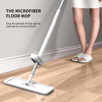 Mikrofaser-Flachmopp, mit 4 wiederverwendbaren Ersatzpads, Reinigungsmopp für die Nass- und Trockenreinigung von Böden, geeignet für Holz-, Laminat-, Mikrofaser-Flachmopp, mit 4 wiederverwendbaren Ersatzpads, Reinigungsmopp für die Nass- und Trockenreinigung von Böden, geeignet für Holz-, Laminat-, von ULISEM