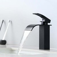 Ulisem - Moderner schwarzer Wasserfall-Waschtischmischer - Auralum Badezimmerarmatur - Geeignet für Unterbauwaschbecken - von ULISEM