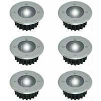 Set mit 6 LED-Solar-Bodeneinbaustrahlern – rund – Durchmesser: 85 mm – Sockelfeste Außenseite – Vorderseite aus Edelstahl – 6 Solarlampen - Ulisem von ULISEM