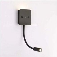 Slange 3W LED-Wandleuchte + Leselampe mit USB-Anschluss - Schwarz - Ulisem von ULISEM