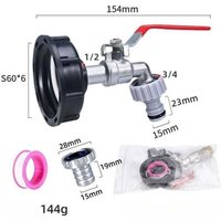 Ulisem - 1000-l-Tankhahn mit Gartenschlauch-Wasserhahnadapter, S60X6 IBC-Wasserhahnanschluss, Gartenhahn für Regenwassersammler von ULISEM