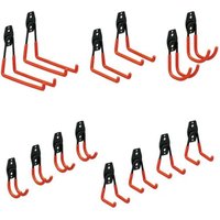 Ulisem 14er Set Wandhaken, Wandmontierter Garagen-Werkzeughalter, Stahl, Gummiert, Gartengerätehalter, Schwarz-Orange von ULISEM