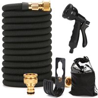 15 m/50 Fuß erweiterbarer Hochdruck-Gartenschlauch – mit 8-Funktions-Sprühpistole zum Reinigen und Bewässern – Schwarz - Ulisem 15 m/50 Fuß erweiterbarer Hochdruck-Gartenschlauch – mit 8-Funktions-Sprühpistole zum Reinigen und Bewässern – Schwarz - Ulisem von ULISEM