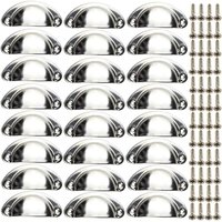 24 Vintage-Muschel-Möbelgriffe – halbrunde Schubladenknöpfe für Schränke – mit Schrauben, Chrom - Ulisem 24 Vintage-Muschel-Möbelgriffe – halbrunde Schubladenknöpfe für Schränke – mit Schrauben, Chrom - Ulisem von ULISEM