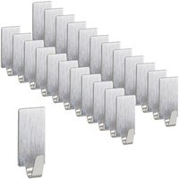 Ulisem 24er Pack Klebehaken, Schlüsselhaken aus Edelstahl, selbstklebend und abnehmbar, Küche und Bad, quadratische Wandhaken, silber von ULISEM