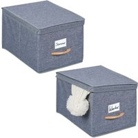 Ulisem 2er Set Aufbewahrungsboxen je 27 L, Faltbox mit Deckel, Stoffaufbewahrungsbox, faltbarer Regalkorb, Tragegriff, Grau Ulisem 2er Set Aufbewahrungsboxen je 27 L, Faltbox mit Deckel, Stoffaufbewahrungsbox, faltbarer Regalkorb, Tragegriff, Grau von ULISEM
