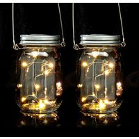Ulisem 2er Set Solarleuchten aus Glas mit je 8 LEDs im Vorratsglas, zum Stellen oder Hängen, Solarlampe für den Garten, transparent Ulisem 2er Set Solarleuchten aus Glas mit je 8 LEDs im Vorratsglas, zum Stellen oder Hängen, Solarlampe für den Garten, transparent von ULISEM
