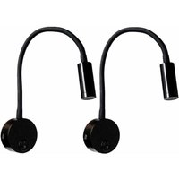 Ulisem 2er-Set schwarze Nachttischlampe aus Aluminium, Schreibtischlampe, warmweißes Licht, Augenschutz, 3-W-LED-Wandleselampe mit Schalter von ULISEM