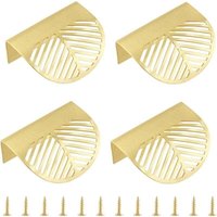 Ulisem 4er-Pack Schrankgriffe aus massivem Messing, Blattgold-Form, Schubladenknöpfe für Türen, Küchenschubladen, Kommoden, Kleiderschränke Ulisem 4er-Pack Schrankgriffe aus massivem Messing, Blattgold-Form, Schubladenknöpfe für Türen, Küchenschubladen, Kommoden, Kleiderschränke von ULISEM