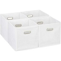 Ulisem 4er Set Aufbewahrungsboxen, faltbare Regalboxen, HxBxT: 30x30x30 cm, mit Griffen, Klappboxen für Regale, weiß von ULISEM
