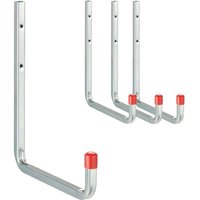 Ulisem 4er Set Wandhaken bis 40kg Stahl Universalhaken für Garage Werkstatt Keller Schwerlasthaken Silber/Rot von ULISEM