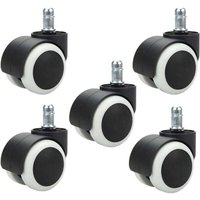 Ulisem - 5 Stück Bürostuhlrollen, 48 mm, Computerstuhlrollen, Bürostuhl-Lenkrollen, Ersatzräder, Standardschaftgröße 11 mm × 20 mm, keine Kratzer oder von ULISEM