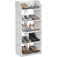 5-stöckiger weißer Schuhschrank, Badezimmer-Aufbewahrungsschrank, durchbrochenes Bücherregal, freistehender Aufbewahrungsorganisator, von ULISEM