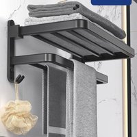 Ulisem - 60cm Faltbarer Badetuchhalter Handtuchregal Badezimmer mit Handtuchstange Wandregal Handtuchhalter Handtuchstangen Aluminium von ULISEM