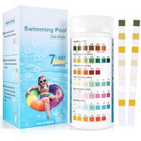 Ulisem 7-in-1-Wassertester für Pool und Spa, 100 Pool-Teststreifen, Pooltest Chlor und pH, Brom, Gesamthärte, Gesamtalkalität, Cyanursäure, von ULISEM