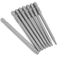 8-teiliges langes Torx-Schraubendreher-Bit-Set, 1/4 Zoll magnetischer Sternkopf, 100 mm lang, 6-Punkt-Torx-Elektrowerkzeug-Set (8 Stück 100 mm) von ULISEM