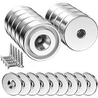 Ulisem 9 Stück Leistungsstarker Neodym-Magnet 12 KG Kraft 20 X 7 mm mit Loch und Kapsel, Super Leistungsstarker Senkkopf-Topfmagnet Scheibe mit von ULISEM