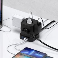 Ulisem 9-in-1-Steckdosenleiste in Würfelform mit USB, 5 Steckdosen mit 4 USB-Anschlüssen, Steckdose mit Schalter, Überspannungsschutz mit Schalter von ULISEM