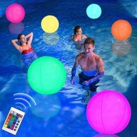 Ulisem Aufblasbare LED Poolbälle, Ø 40cm, schwimmende Beleuchtung, wasserfest, mit Fernbedienung, für Strand, Garten, Pool, Party, 2er Set von ULISEM