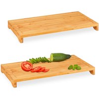 Ulisem Bambus Schneidebrett 2er Set, rutschfest, Saftrille, XXL Küchenbrett, HxBxT: 5 x 52 x 29 cm, Hackbrett, Natur von ULISEM