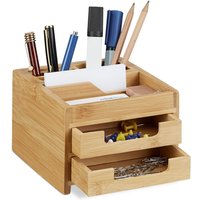 Ulisem Bambus Schreibtisch-Organizer, Stiftehalter aus Holz, Aufbewahrungsbox mit Schubladen, H x B x T: 9,5 x 12,5 x 15 cm, Natur von ULISEM