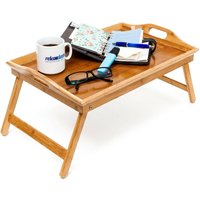 Ulisem Betttablett aus Bambus, faltbar, mit Griffen, zum Frühstücken und Servieren, Nachttisch, HBT: 25 x 52 x 33 cm, Natur von ULISEM