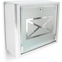 Ulisem Briefkasten mit gemusterter Glastür, Edelstahlbriefkasten, abschließbar, HBT: ca. 30,5 x 35,5 x 14 cm, silber/grau von ULISEM