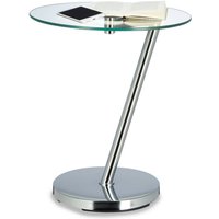 Ulisem Couchtisch aus Glas und Chrom, runder Beistelltisch für Kaffee oder Tee, Gartenaufbewahrung, H x B x T: 52 x 45 x 45 cm, Silber von ULISEM