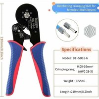 Ulisem Crimpzange, Crimpwerkzeug-Set 0,08–16 mm²/28–5 AWG, mit 1200 elektrischen Crimp-Anschlussklemmen, selbsteinstellende Zange, Kabel-Crimpwerkzeug von ULISEM