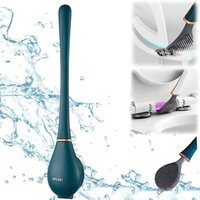 Ulisem Flexible Toilettenbürste, Silikon, mit flachem und flexiblem Kopf, modern, zur Wandmontage, ohne Bohren, mit schnelltrocknendem Halter (blau) von ULISEM