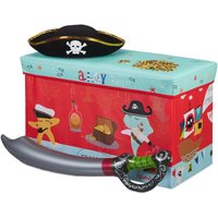 Ulisem Kinder-Aufbewahrungsbox, faltbar mit Deckel, Piratenmuster, Junge und Mädchen, 50 Liter, rot von ULISEM