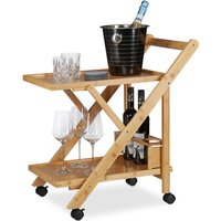 Ulisem Klappbarer Küchenwagen aus Bambus mit Flaschenhalter, Holz, H x B x T: 70 x 40,5 x 65 cm, Natur von ULISEM
