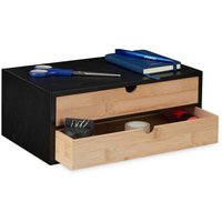Ulisem Kommode, Bambus und MDF, Mini-Kommode mit 2 Schubladen, HBT 14 x 33 x 21 cm, Schreibtisch-Organizer, Schwarz/Natur von ULISEM