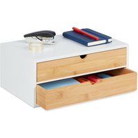 Ulisem Kommode, Bambus und MDF, Mini-Kommode mit 2 Schubladen, HBT: 14 x 33 x 21 cm, Schreibtisch-Organizer, Weiß/Natur von ULISEM