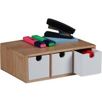 Ulisem Kommode, Bambus und MDF, Mini-Kommode mit 3 Schubladen, HBT 9 x 26 x 18 cm, Schreibtisch-Organizer, Natur/Weiß von ULISEM
