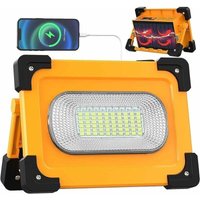 Ulisem LED Flutlicht Baustellenlampe Wiederaufladbar Solar 80W, 4 Modi Tragbare LED Arbeitsleuchte Wasserdicht USB 11000mAh Akku mit Magnet für von ULISEM