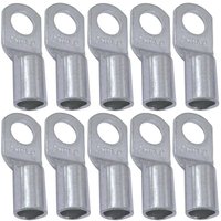 Lot mit 10 elektrischen Rohrösenklemmen – Öse – ø 6 mm – nicht isoliert – für 16 mm² Leiter – elektrischer Kabelverbinder – Klemmung – Farbe Silber von ULISEM