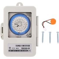 Ulisem Mechanischer 24-Stunden-Timer mit transparenter Abdeckung, mindestens 15 Minuten Zeitschaltuhr für Straßenlaternen-Produktionsgerät TB388-R von ULISEM