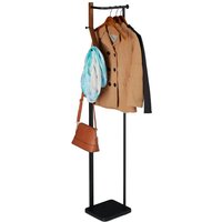 Ulisem Moderne Garderobe aus Metall und Holz mit 3 Haken und Kleiderstange, HBT: 173 x 30 x 25 cm, Schwarzbraun von ULISEM