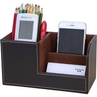 Ulisem Multifunktionaler Schreibtisch-Organizer mit 3 Ablagefächern und Stifthalter (Braun) von ULISEM