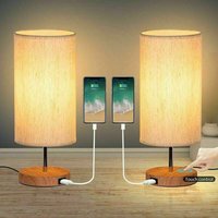 2er-Pack Nachttischlampen mit Touch-Steuerung, 3 Farbtemperaturen und stufenlos einstellbarer Helligkeit, ausgestattet mit USB-Ladeanschlüssen, ideal von ULISEM