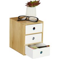 Ulisem Schreibtisch-Organizer, 3 Schubladen, Bambus und MDF, Büro-Aufbewahrungsbox, H x B x T: 21 x 14,5 x 20 cm, Weiß von ULISEM
