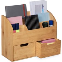 Ulisem Schreibtisch-Organizer, 6 Fächer, 2 Schubladen, für Bürobedarf, Bambus, Briefablage, 26 x 33 x 13,5 cm, Natur von ULISEM