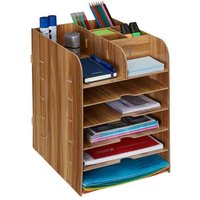 Ulisem Schreibtisch-Organizer mit Dokumentenablage, 12 Fächer, HBT: 34,5 x 25 x 32 cm, MDF-Schreibtisch-Organizer, Dunkelbraun Ulisem Schreibtisch-Organizer mit Dokumentenablage, 12 Fächer, HBT: 34,5 x 25 x 32 cm, MDF-Schreibtisch-Organizer, Dunkelbraun von ULISEM