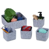 Ulisem Schubladen-Organizer, 5-teiliger Schrank-Organizer für Kleiderschrank, Schublade und mehr, Filz, 2 Größen, Grau von ULISEM